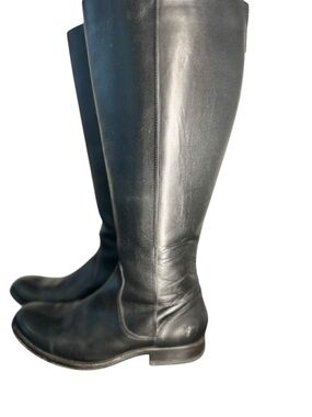 Frye Melissa Button 2 Black Leather tall riding boots size 7